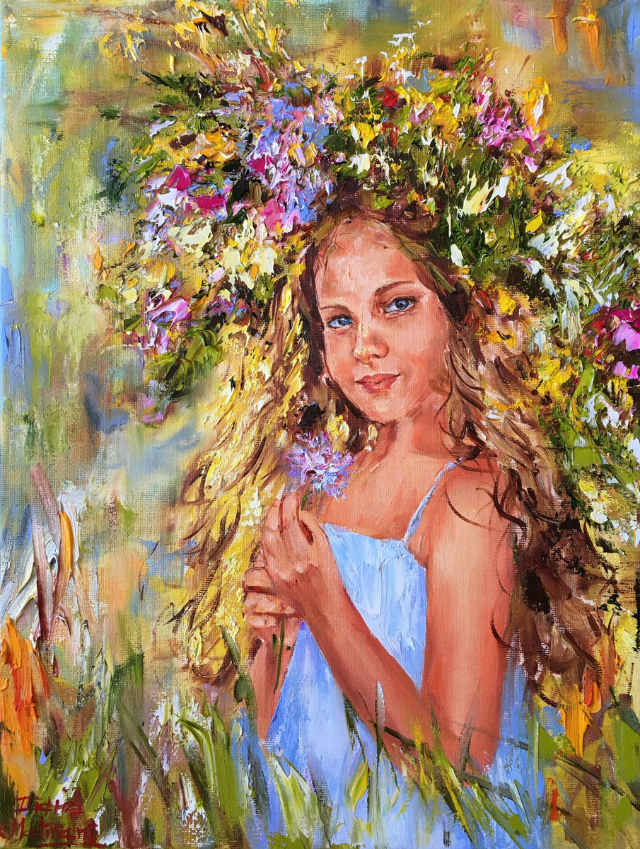 Impressionistic Portrait Oil Painting By Diana Malivani, 12 X 16, L