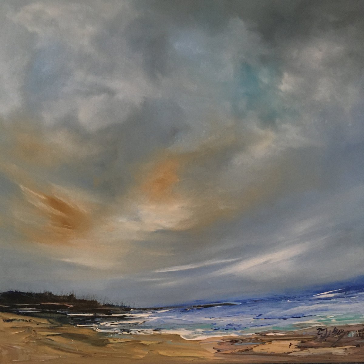 Impressionistic Landscape Oil Painting By Timea Valsami, 20 X 20", The Here And Now, Original Artwork