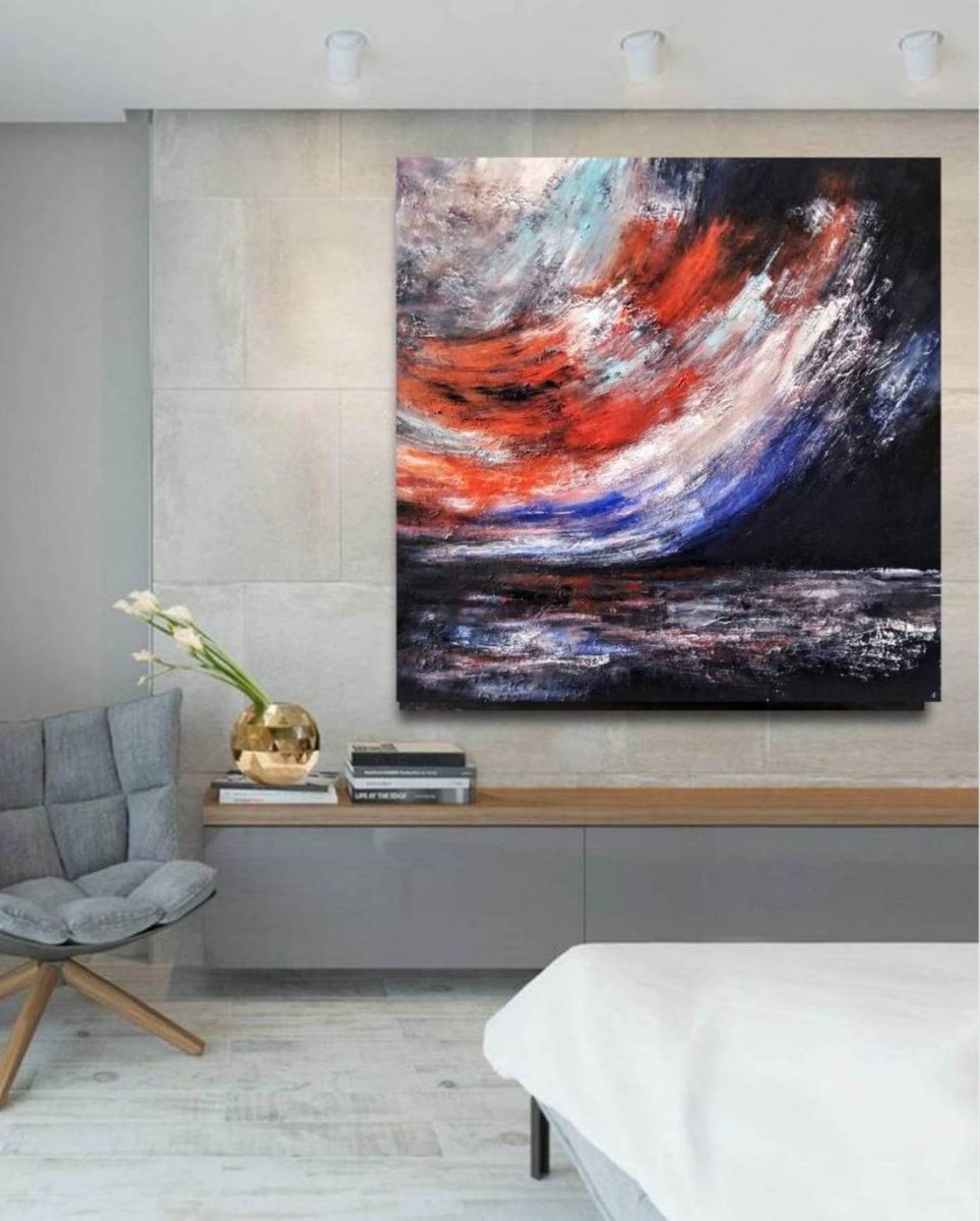 Bloody Past 100x100cm Abstract Textured Painting by Alexandra Petropoulou