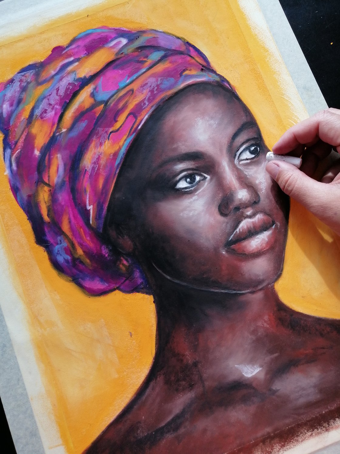 African Woman Pastel Drawing By Mateja Marinko Artfinder