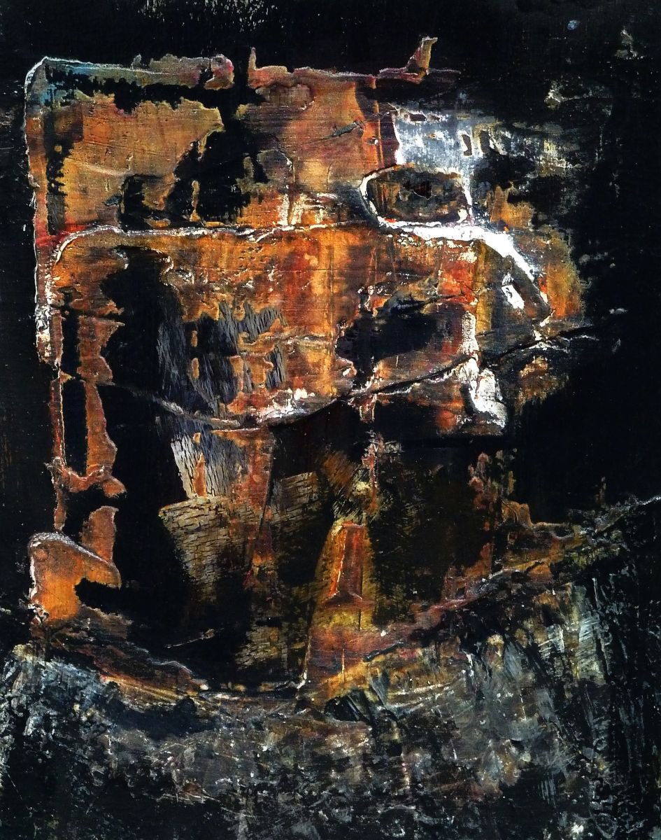 Expressive Abstract Acrylic Painting By Newel Hunter, 11 X 14", Remains, Original Artwork