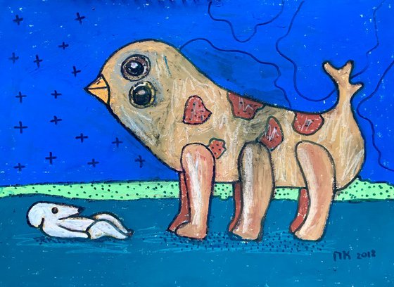 Freak bird and dog