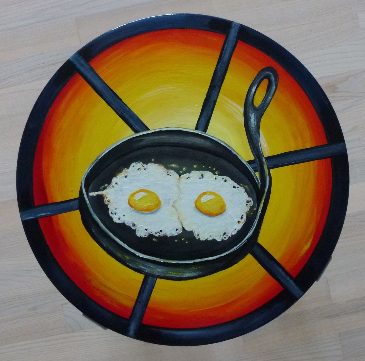 Urban And Pop Still Life Wood Sculpture By Lena Smirnova, 14 X 18", Bon Appetite!, Original Artwork