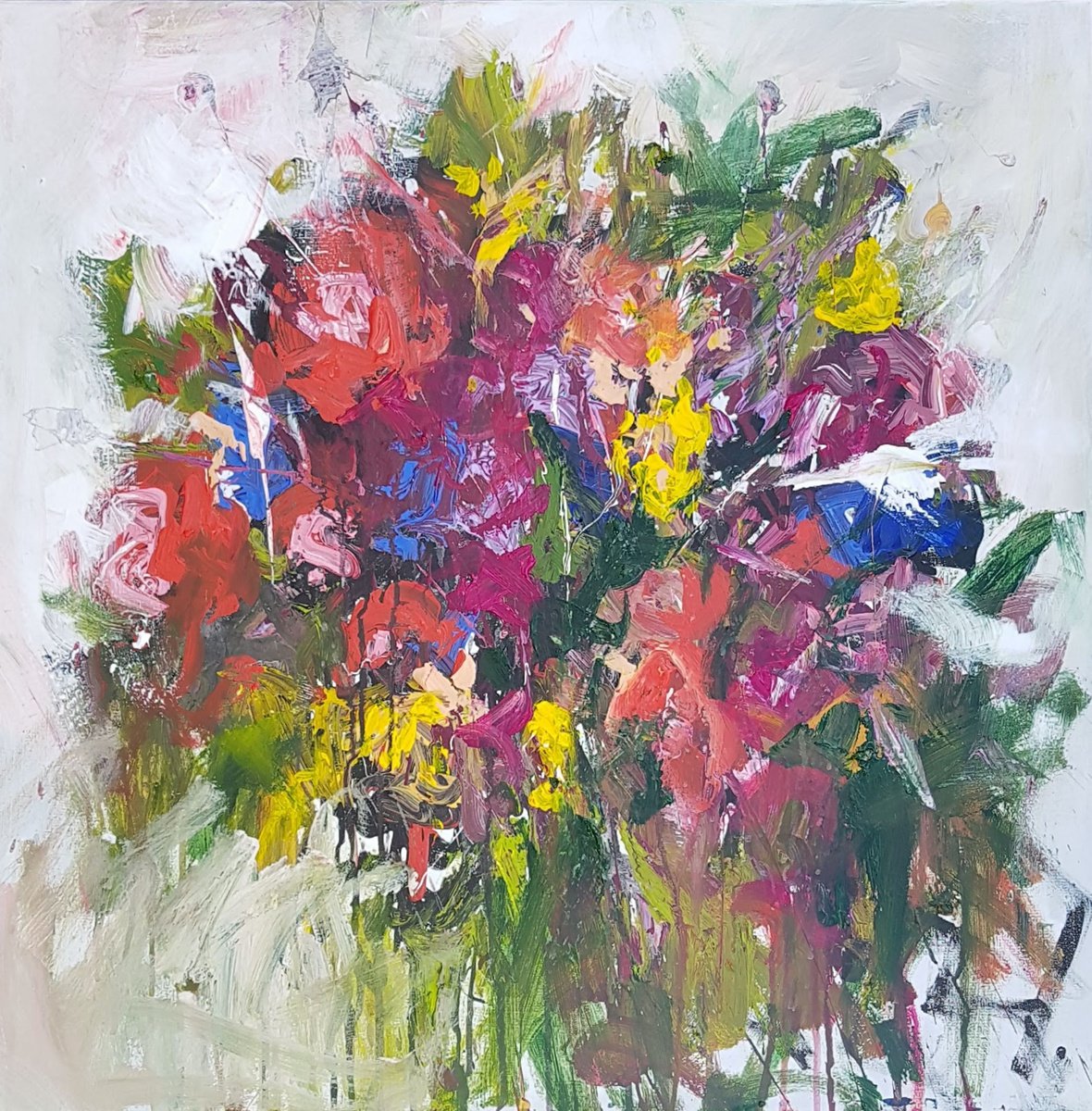 Abstract bouquet flowers by Wim van de Wege