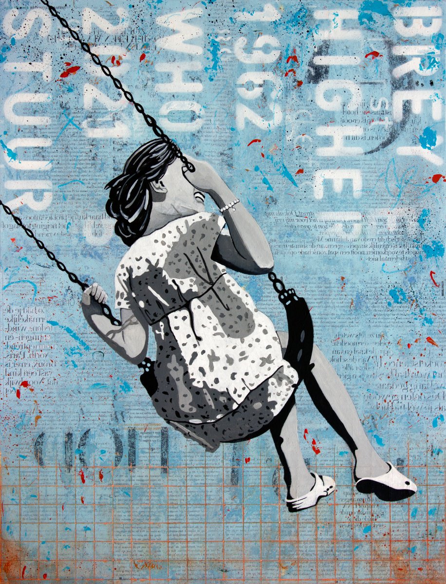 Urban And Pop Painting , Spring Swing By Db Waterman, 20 X 26, Artwork For Sale On Artfinder
