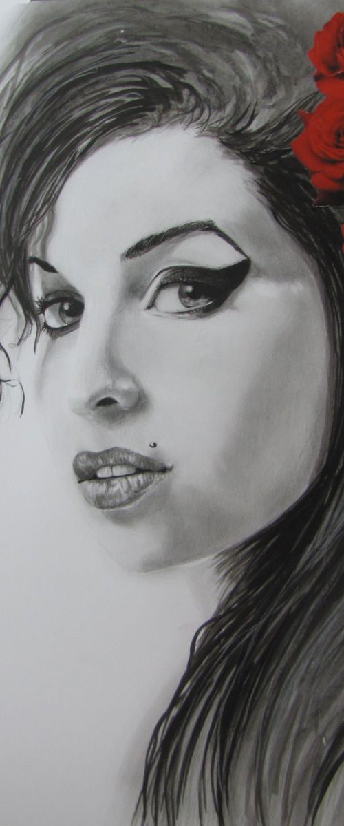 " Amy Winehouse with roses" by Raffaella Bertolini
