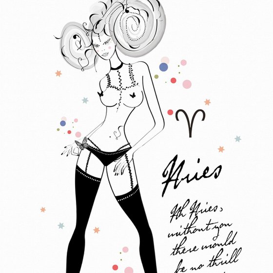 Aries - Ariete - Astrology - Zodiac - AstroPinup - Pinup girl - Erotic - Birthday - Gift