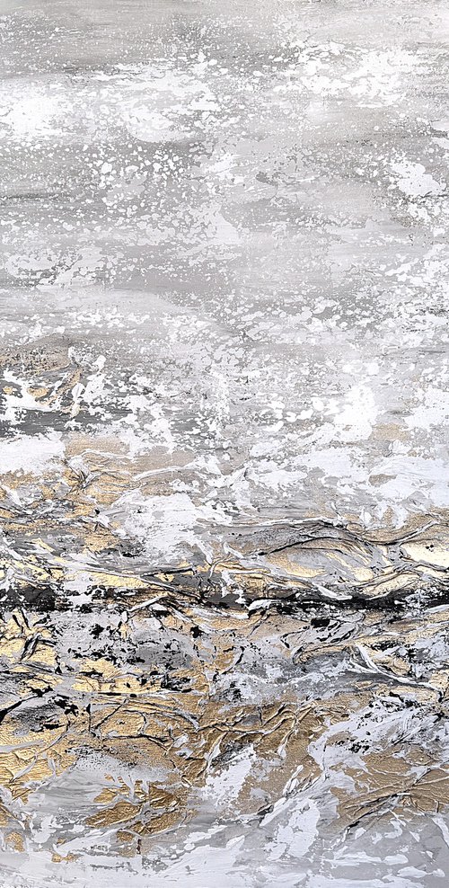Golden Drift, textured collage landscape by Tatiana Malinovscaia