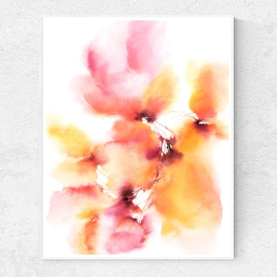 Yellow flowers watercolor painting set