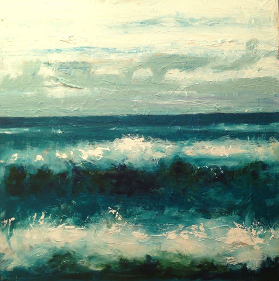 Wild sea - original painting oil on wood- 50 x 50 cm (20' x 20')