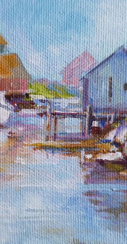 Miniature with the white boat (4×5×1,5") by Alexander Koltakov