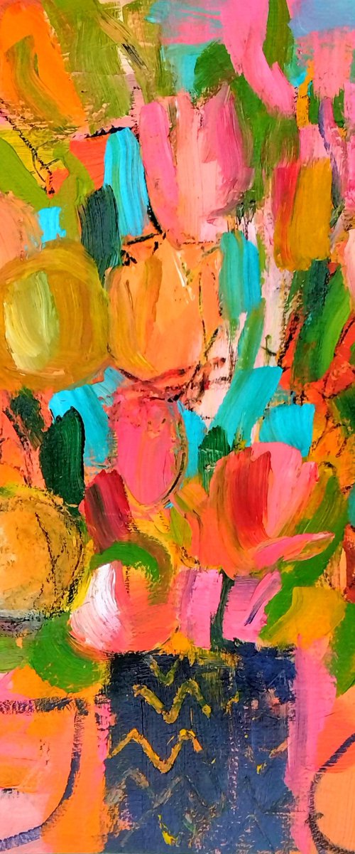 Summer Flowers and 3 Pears by Jan Rippingham