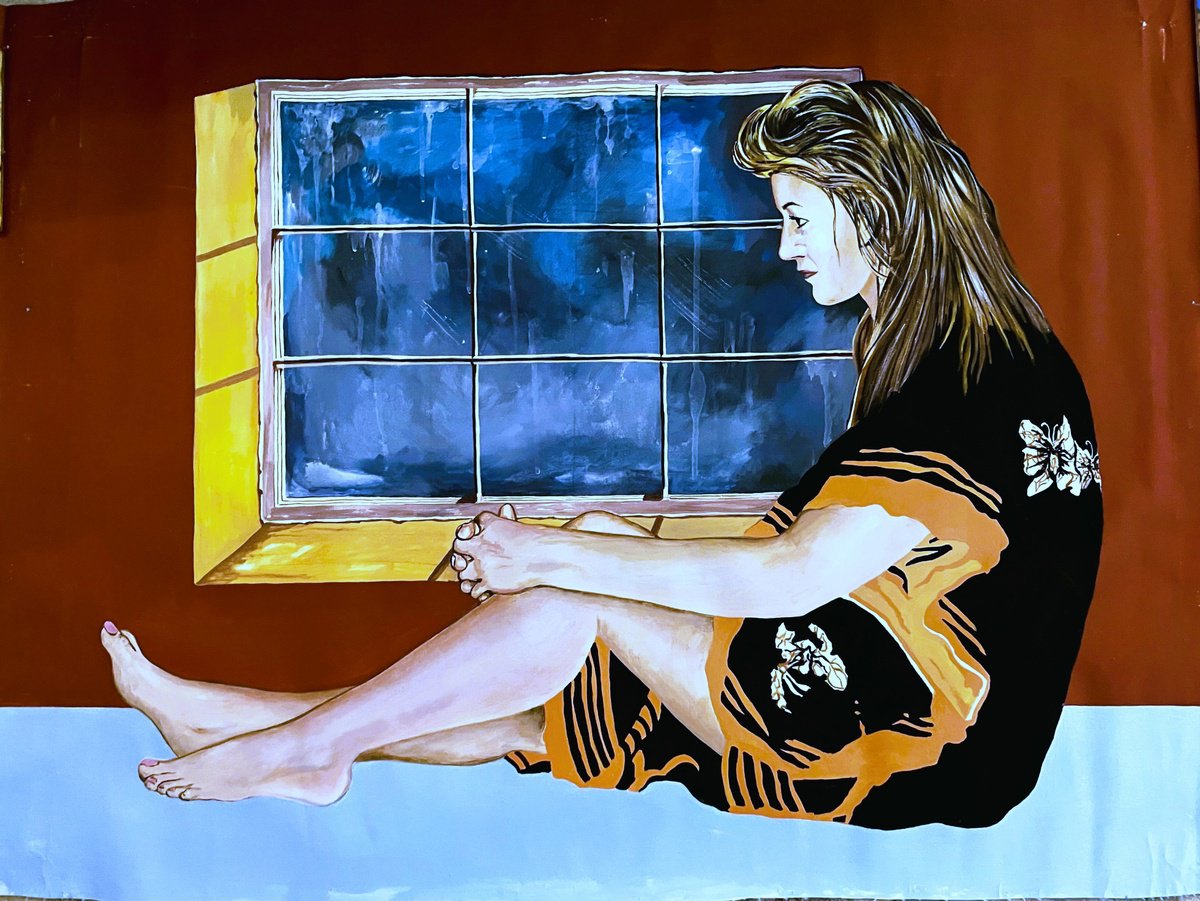 Impressionistic Portrait Acrylic Painting By Andrew Sabori, 36 X 26, Ray, Original Artwork