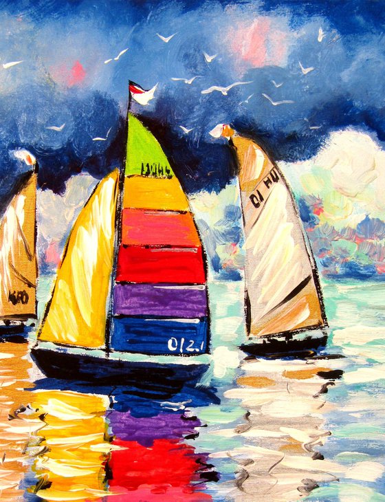 Sailboat with gold and silver