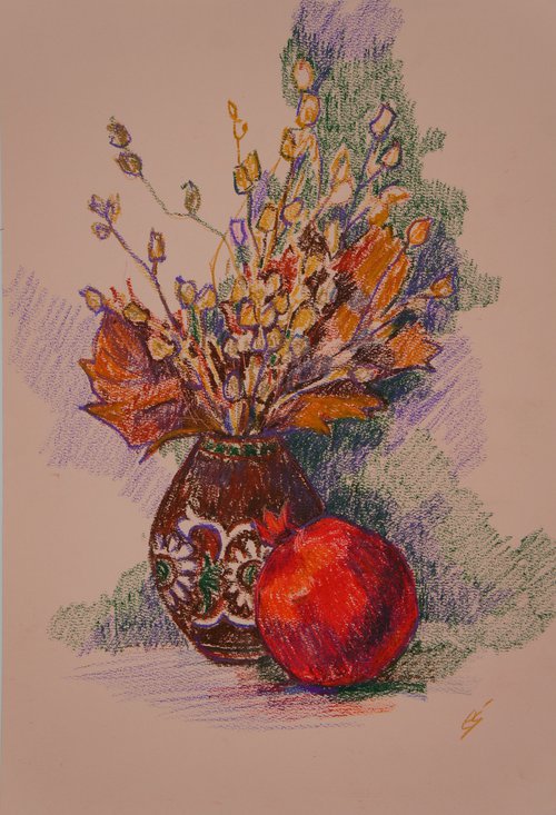 Still life with pomegranate by Elena Sanina