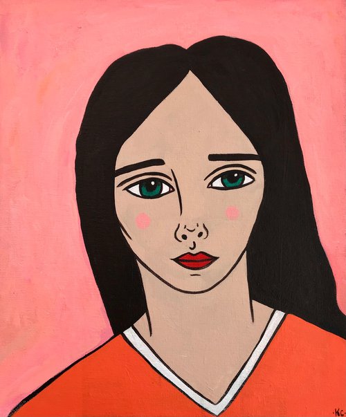 Pink & Orange Portrait by Kitty  Cooper