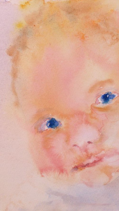 Baby Portrait I  /  ORIGINAL PAINTING by Salana Art Gallery