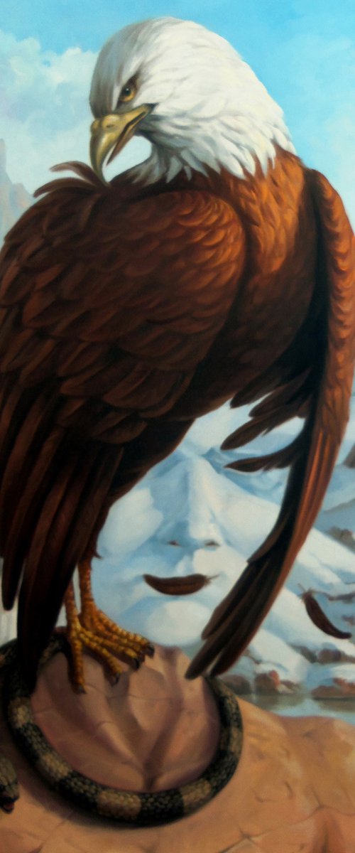White-headed eagle 60x80cm, oil painting, surrealistic artwork by Artush Voskanian