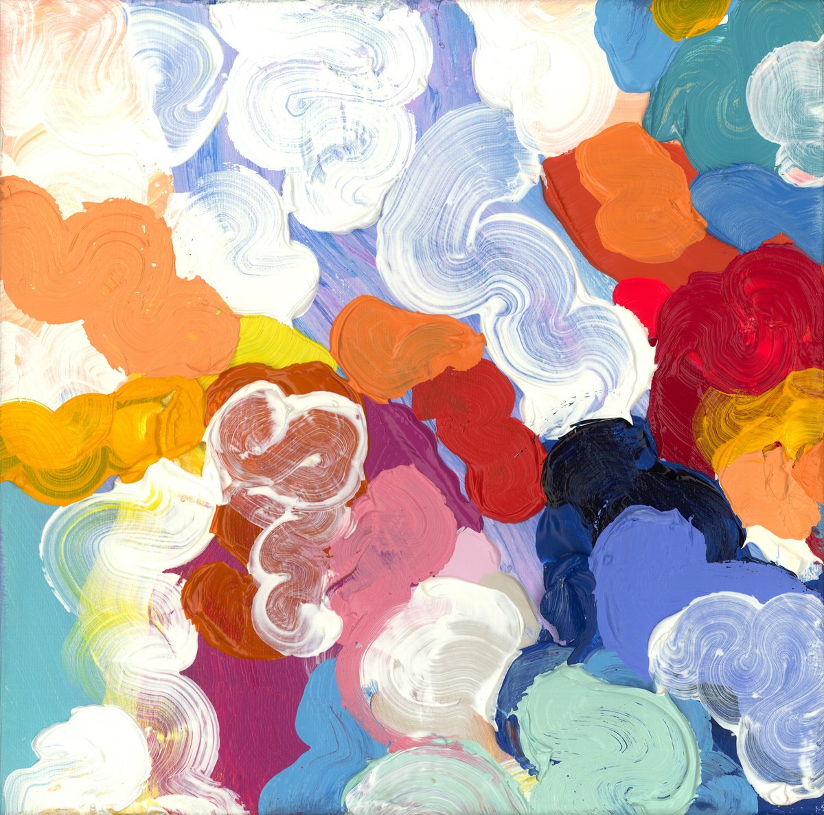 Abstract Acrylic Painting By Claire Desjardins, 12 X 12, Snug As A Bug In A Rug, Original Artwork