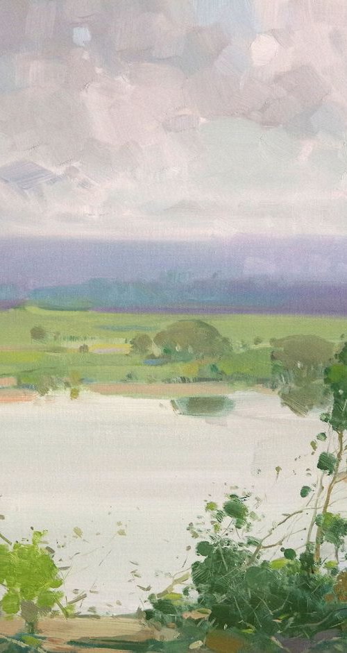 Quiet Summer, Landscape oil painting, One of a kind, Signed, Hand Painted by Vahe Yeremyan