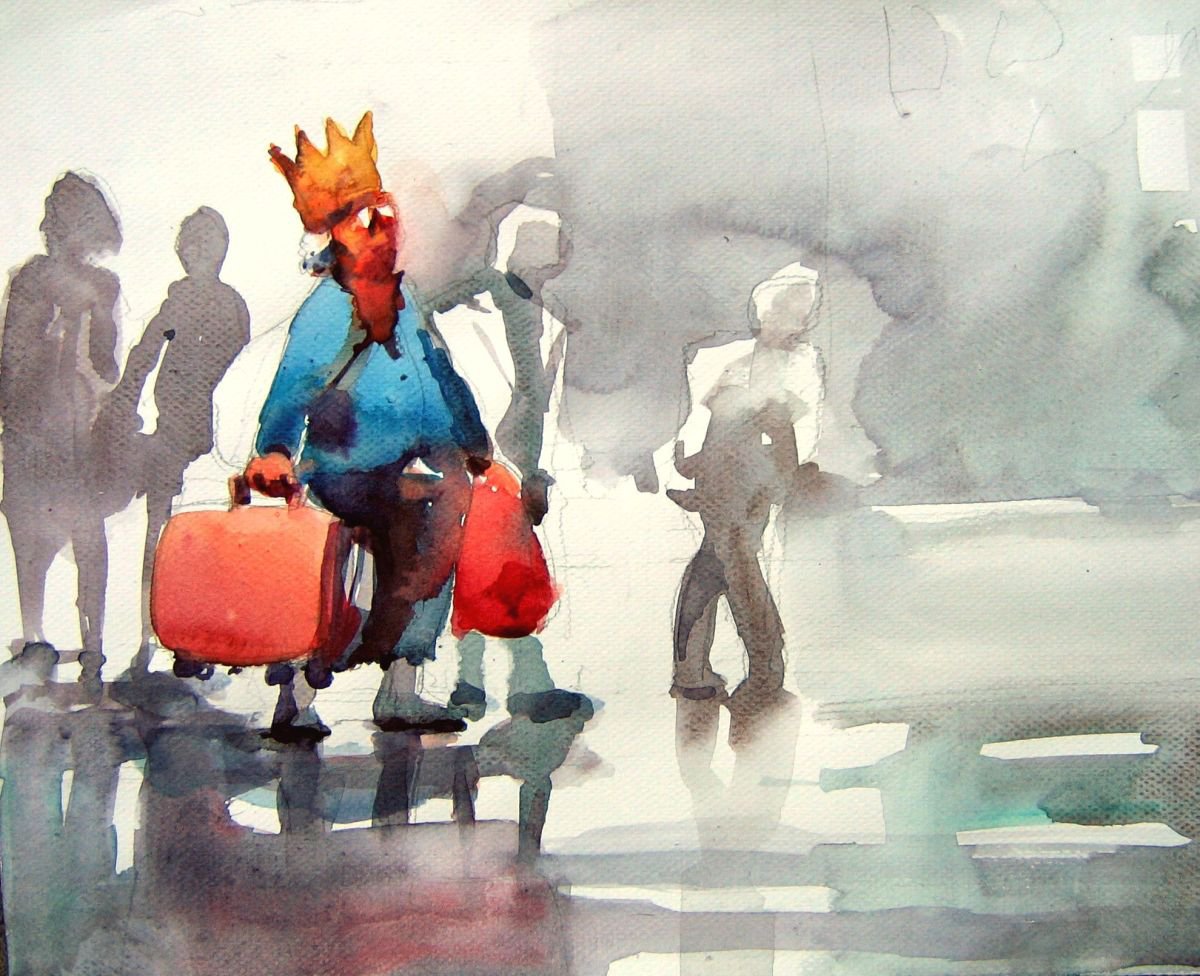 Queen of the bus station by Goran Zigolic Watercolors
