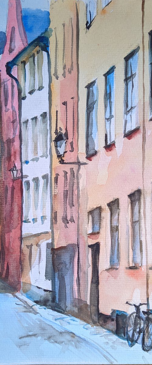 sketch Stockholm street by Irina Bibik-Chkolian