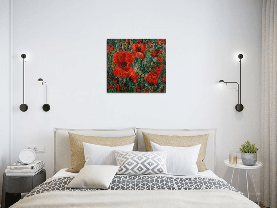 Poppy Field  (hot wax on OSB)