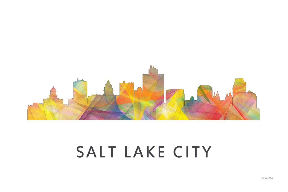 Salt Lake City Utah Skyline WB1 by Marlene Watson