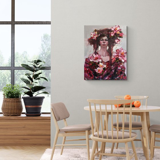 Girl and flowers