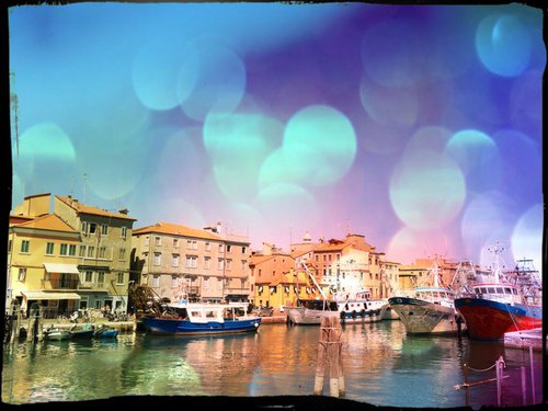 Venice sister town Chioggia in Italy - 60x80x4cm print on canvas 01060m3 READY to HANG by Kuebler