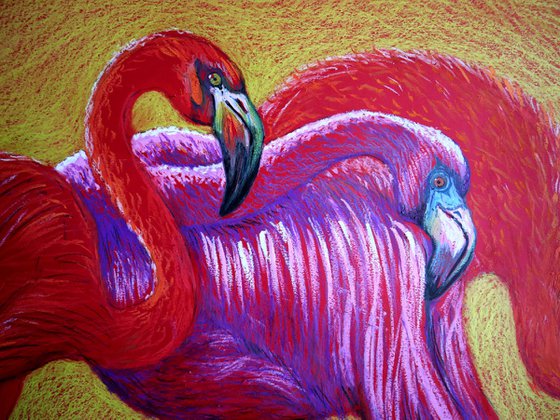 Flamingo on Gold -Blazing Gradient