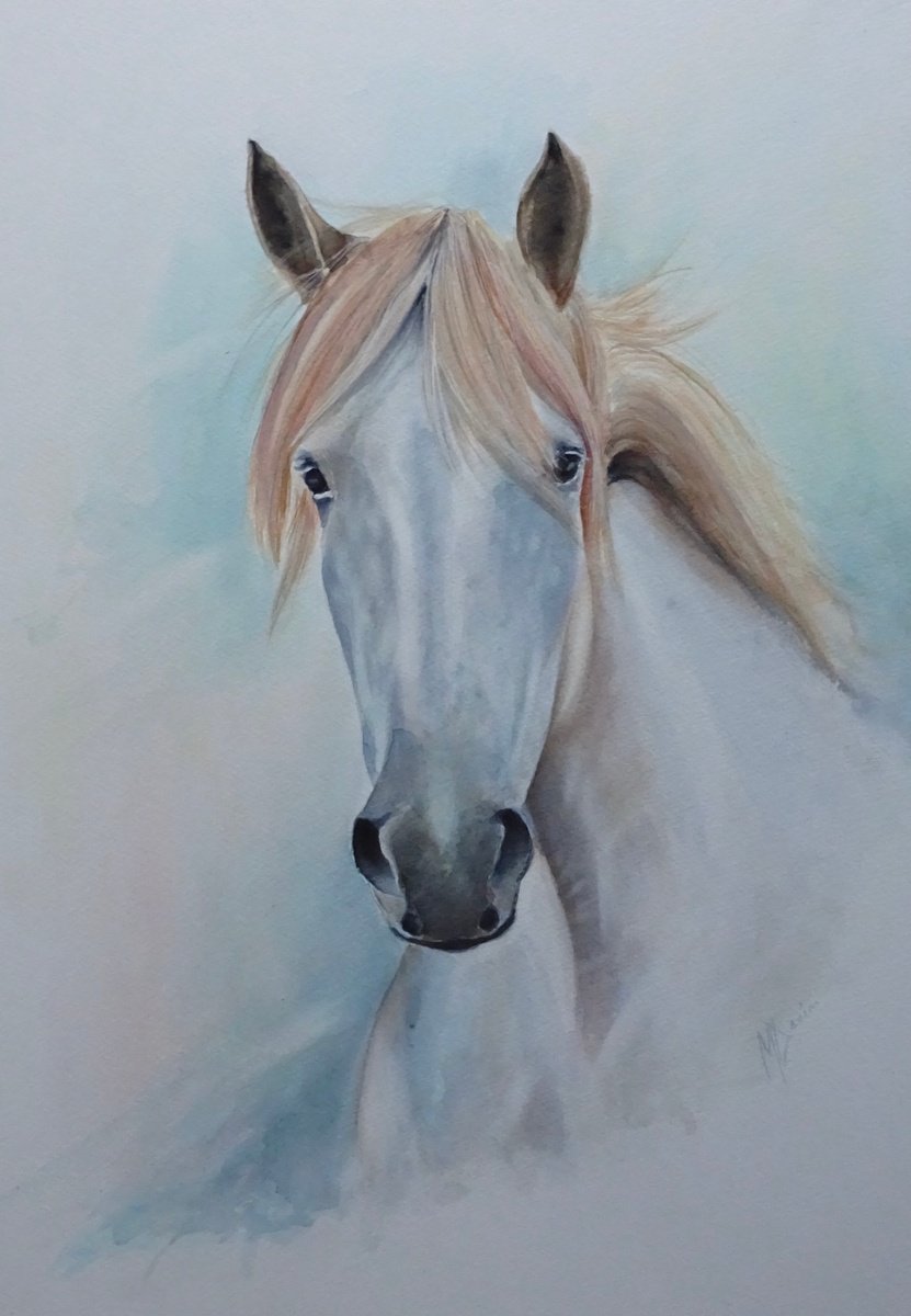 Impressionistic Animal Watercolour By Mel Davies Original Art, 15 X 22", The Gentle Horse, Original Artwork