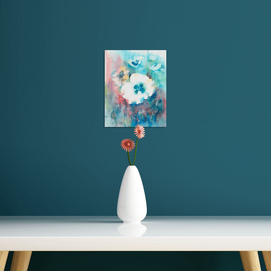 White Poppy, Poppy painting, Original watercolour, Floral Painting, Floral Art, Floral Landscape