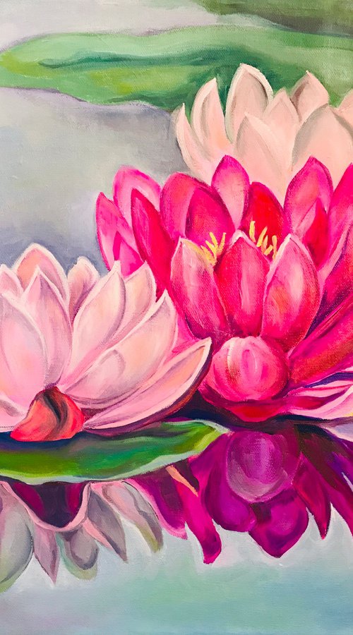 Lotuses in the pond by Olga Volna