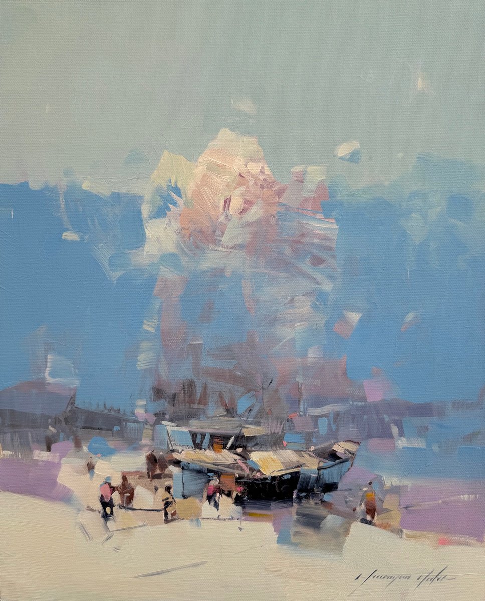 Impressionistic Landscape Oil Painting By Vahe Yeremyan, 16 X 20", Bay, Original Artwork