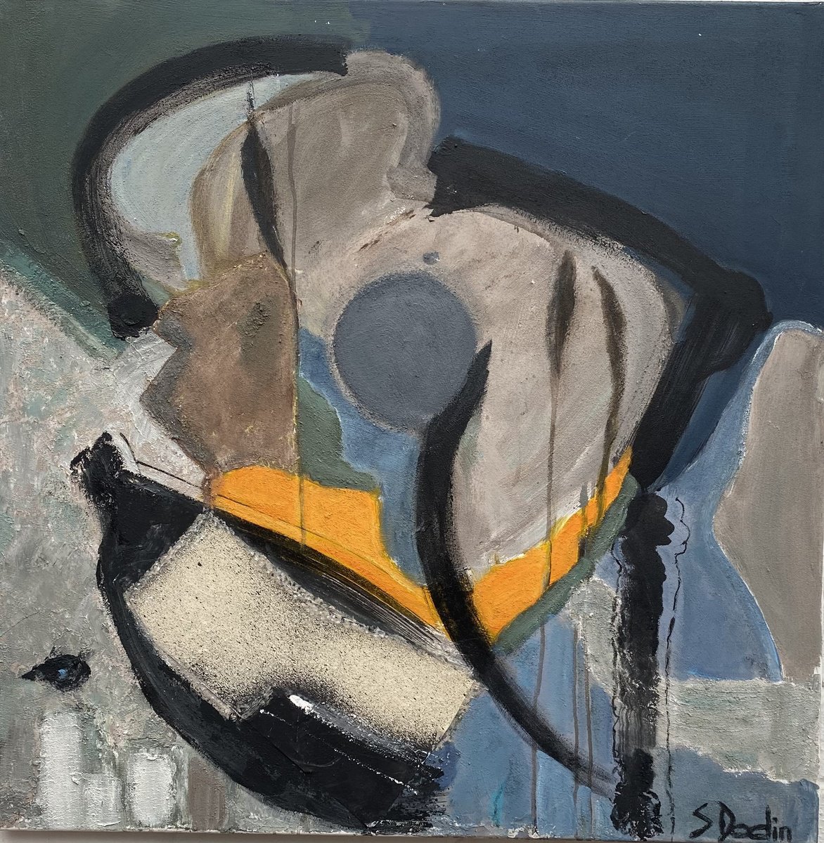 Abstract Acrylic Painting By Sylvie Dodin, 39 X 39", Grey, Original Artwork