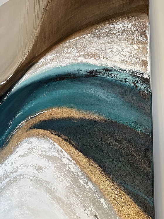 Teal Gold-Sculpted Currents