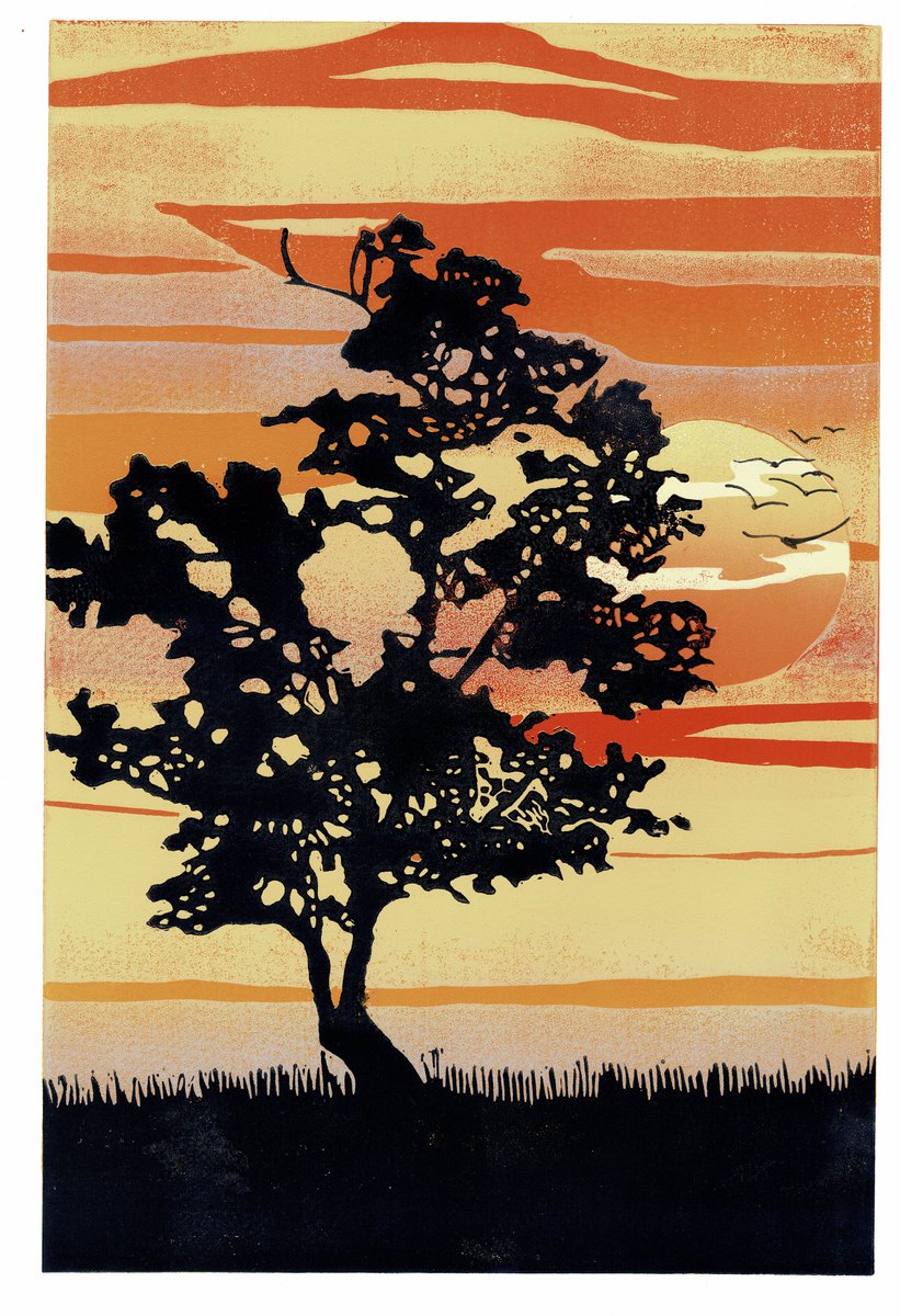 Lone Tree at Sunset Framed ( Edition 10 Prints) by Joanne Spencer