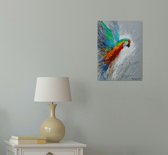 Parrot in flight