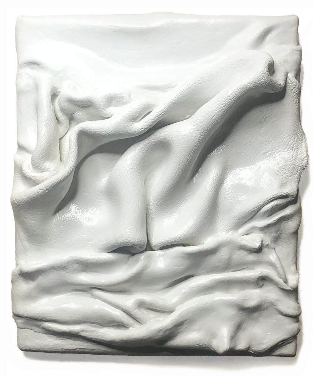 Abstract Relief By Viacheslav Zaykin, 10 X 12", White Waves., Original Artwork