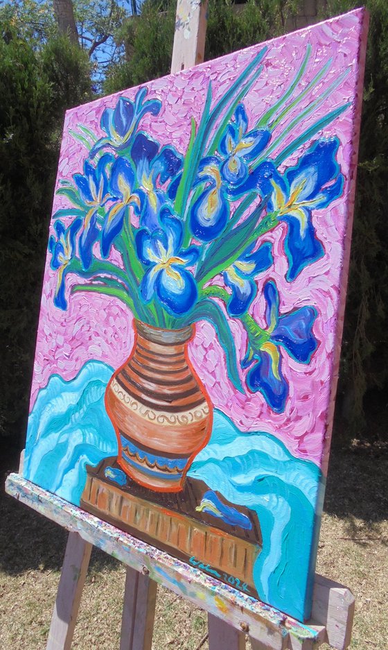 Flower Vase - Irises 6 SOLD