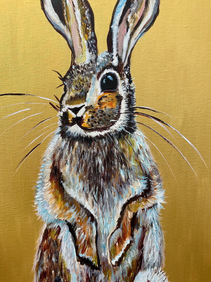 Photorealistic Painting , Golden Bunny 4 By Olga Koval, 18 X 24, Artwork For Sale On Artfinder