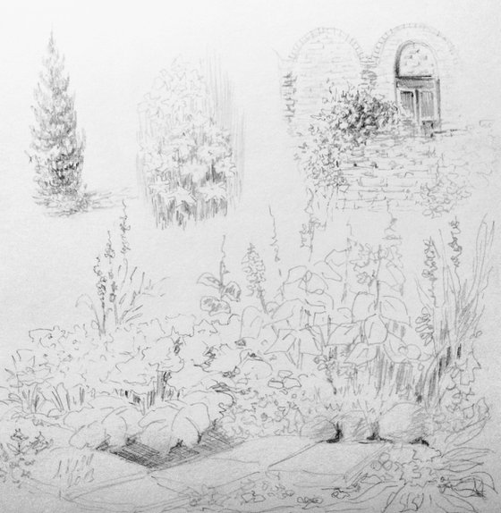 In Italy. Sketch on paper #3. Original pencil drawing.