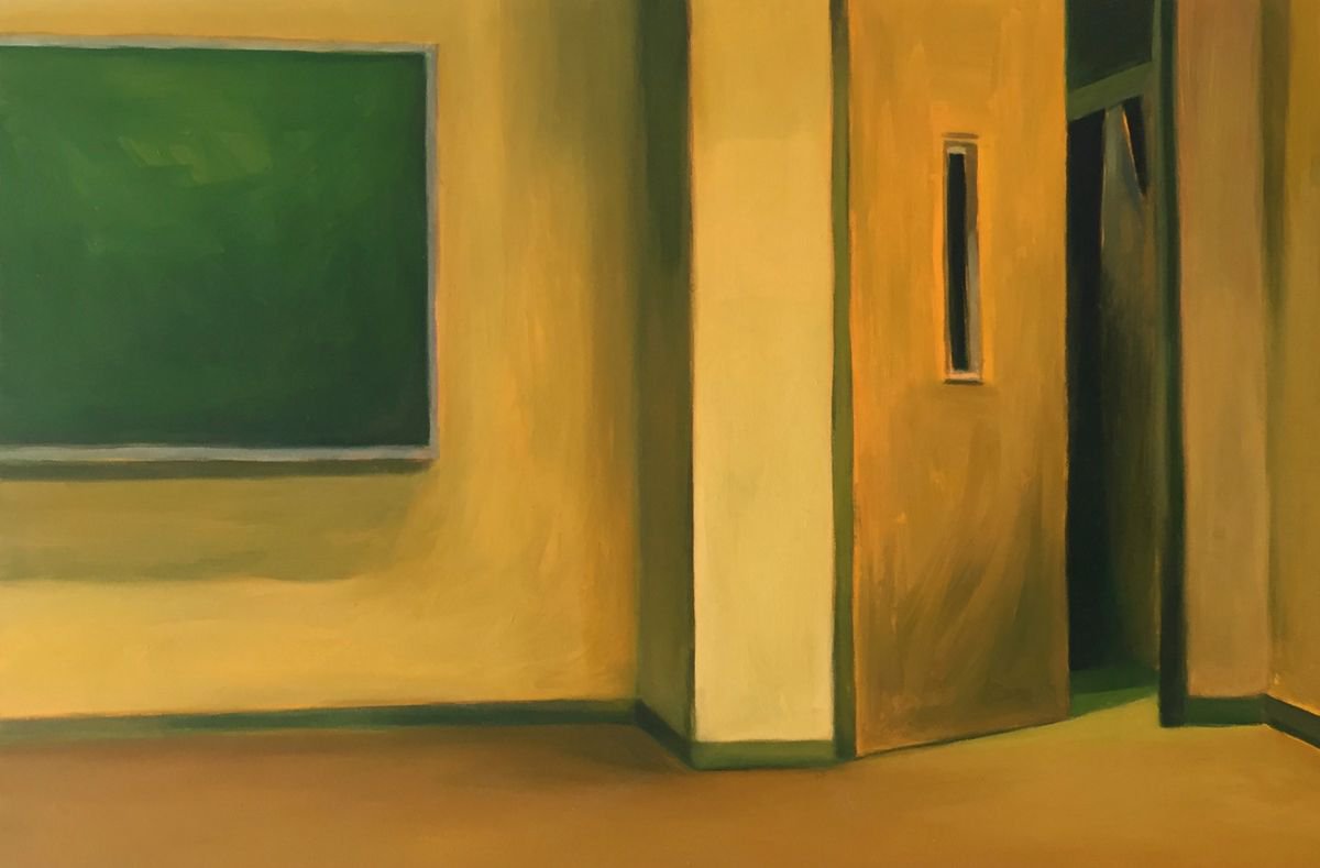 Illustrative Oil Painting , Green Board By Sarah Ann Mitchell, 12 X 8, Artwork For Sale On Artfinder