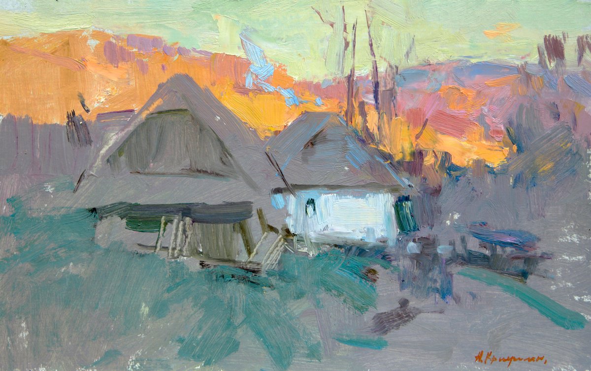 Impressionistic Landscape Oil Painting By Aleksandr Kryushyn, 16 X 10, Quiet Evening, Original Artwork