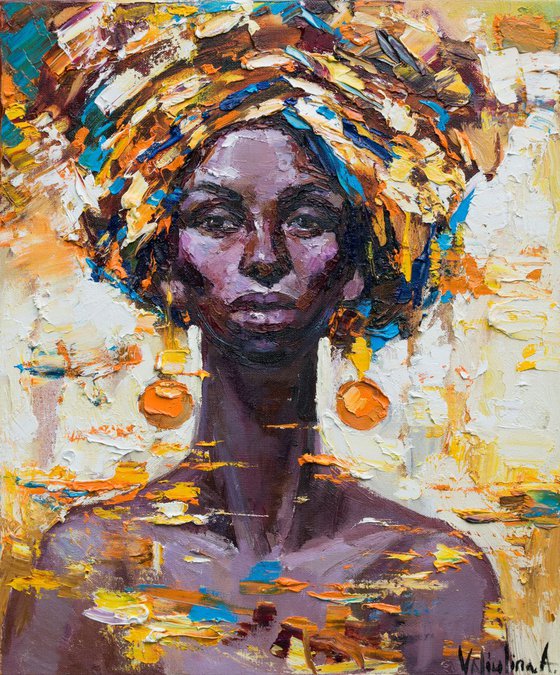 African woman portrait Original oil painting