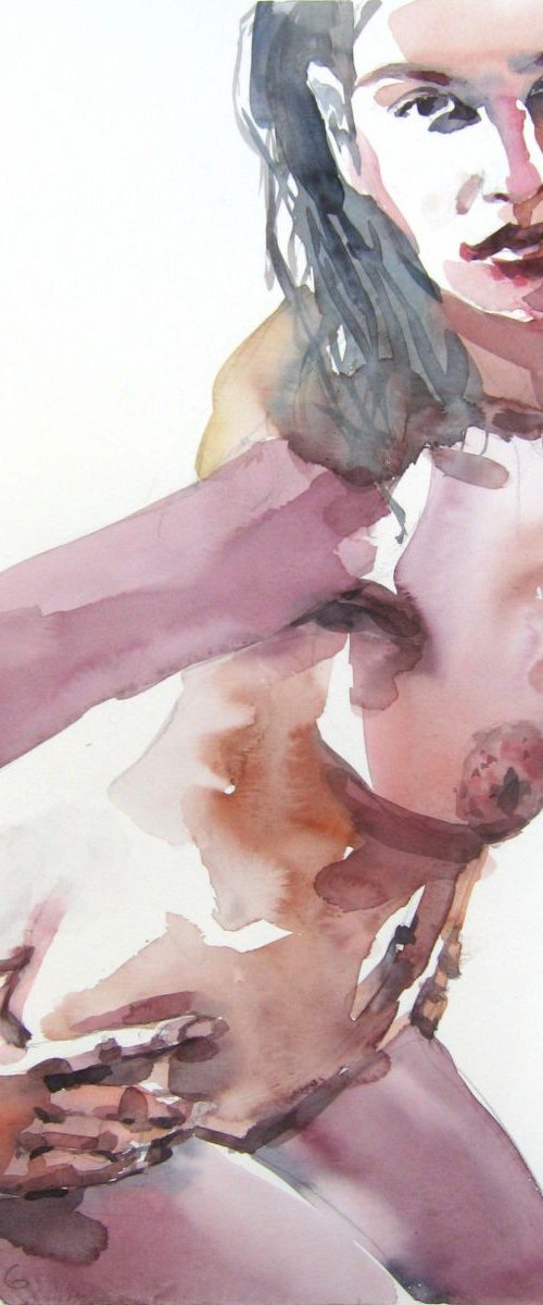 nude   ( looking you ) by Goran Žigolić Watercolors