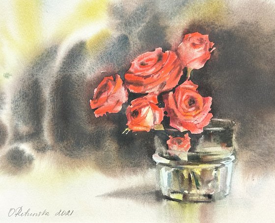Roses on the table.