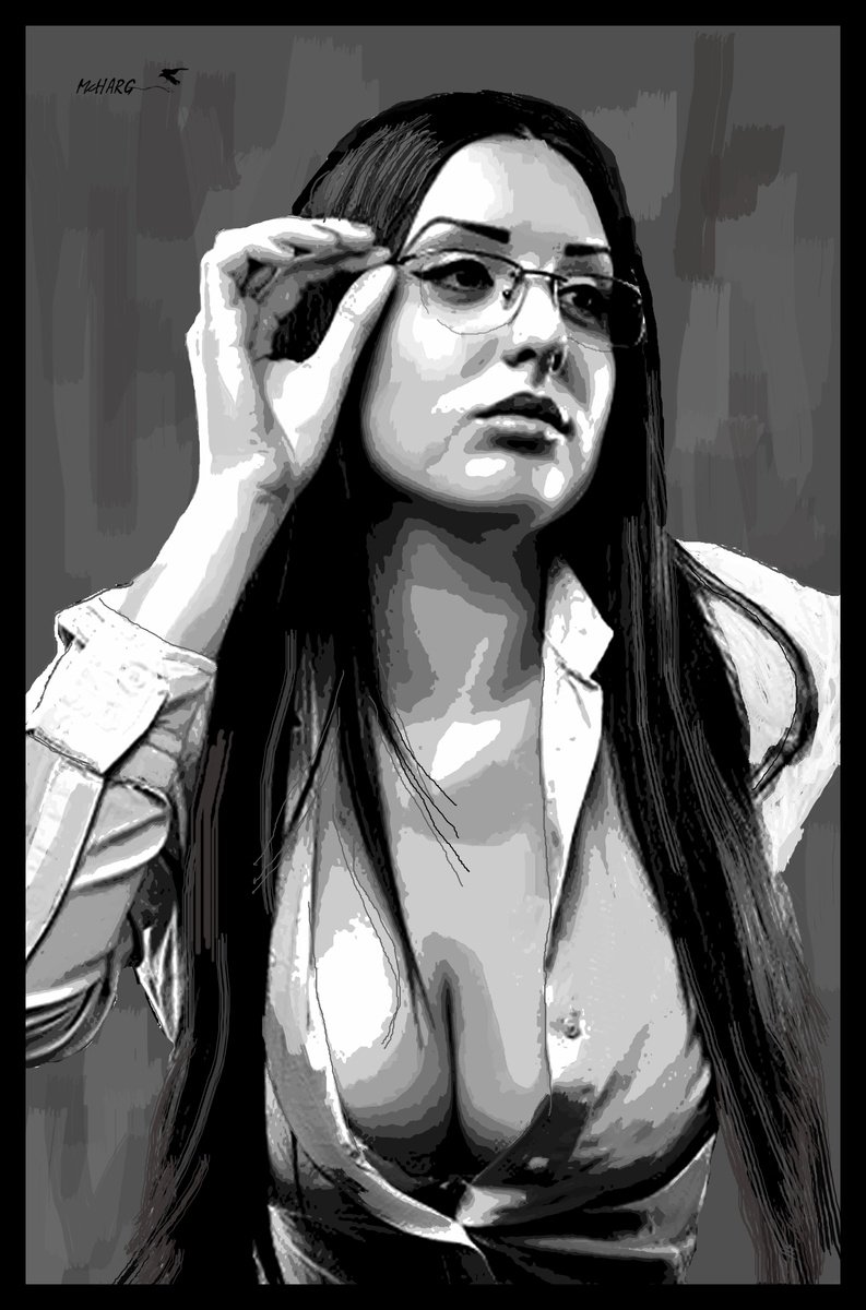 Expressive Portrait Painting By Joe Mcharg, 35 X 53, Cleavage, Original Artwork