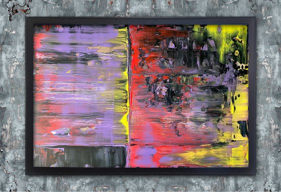 "Cleaning Up Your Mess" - Original PMS Acrylic Painting On Plexiglass, Framed - 38 x 26 inches